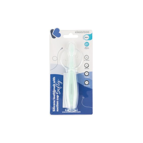 KikkaBoo Silikonový kartáček s přísavkou 6m+ Softy Mint