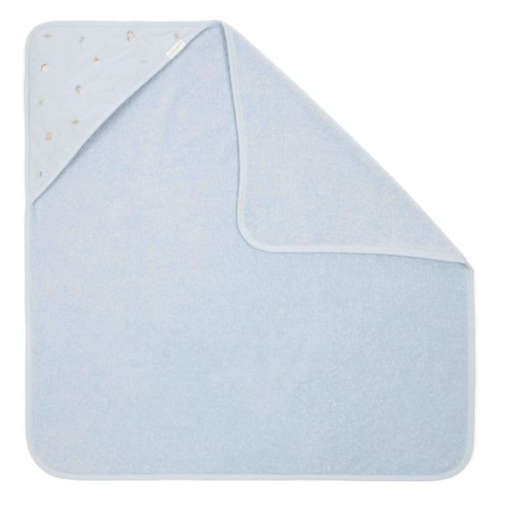 Little Dutch Froté osuška s kapucí organic Forest Friends Blue (75x75cm)