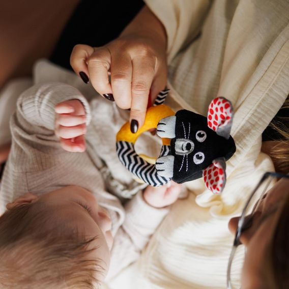 BabyOno Kontrastní chrastítko MYŠKA