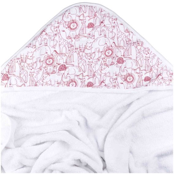 Kikko Bambusová froté osuška s kapucí XKKO BMB 90x90cm - SAFARI W/MESA ROSE