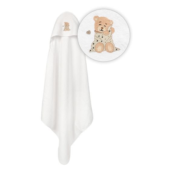 BabyMatex Osuška s kapucí 100x100cm Maxi MEDVÍDEK BÍLÁ