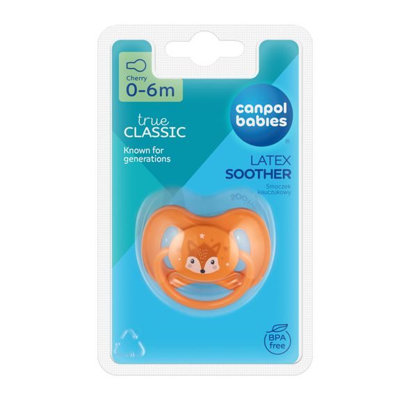 Canpol babies Dudlík kaučukový třešinka 0-6m Cute Animals ORANŽOVÝ