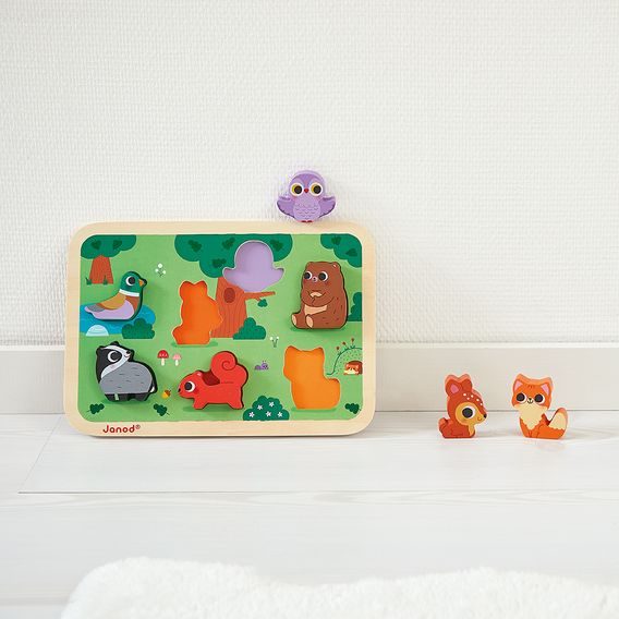 Janod Chunky vkládací puzzle ZVÍŘÁTKA V LESE