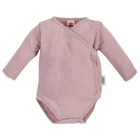 Makoma Mušelínové body zavinovací dlouhý rukáv PUDROVĚ RŮŽOVÉ