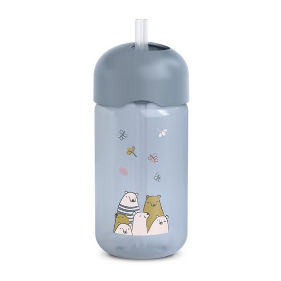 Suavinex Bear láhev s brčkem 340ml MODRÁ