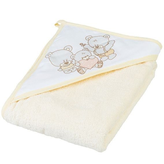 Tega baby Dětská froté osuška s kapucí 100x100cm MEDVÍDEK - KRÉMOVÁ