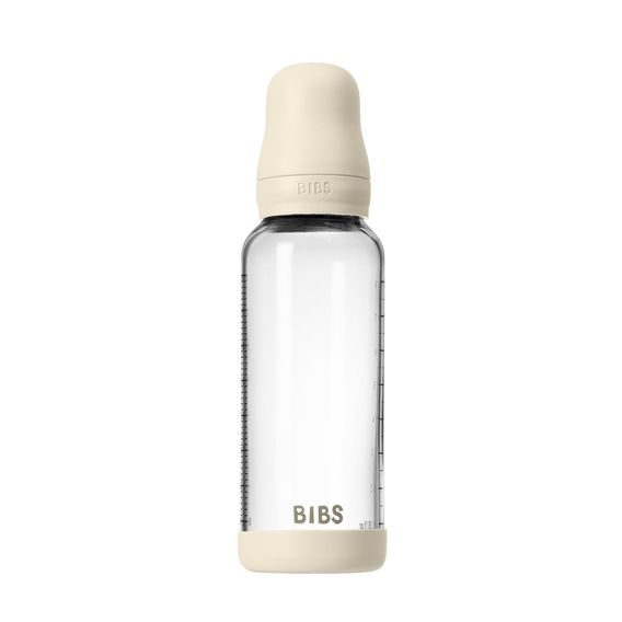 BIBS Skleněná kojenecká láhev antikoliková kaučuk 240ml IVORY