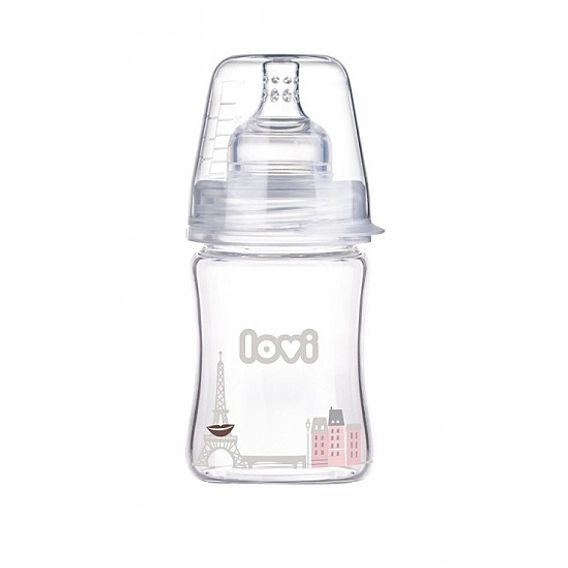 LOVI Skleněná kojenecká láhev DIAMOND GLASS 150ml - RETRO GIRL