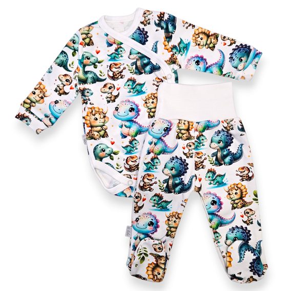 Le Bebe Souprava body + polodupačky Barevní dinosauři