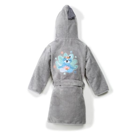 La Millou Luxusní župánek Bamboo Soft "L" (6-10let) - GREY & YOGA CANDY SLOTHS BLUE