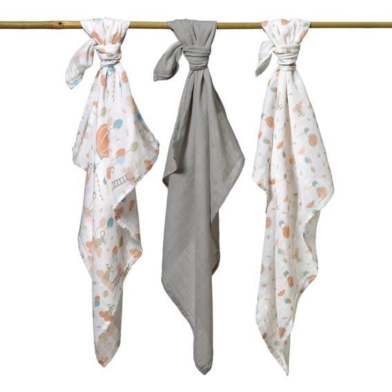 BabyOno Bambusové pleny 3ks Myšky/Šedá