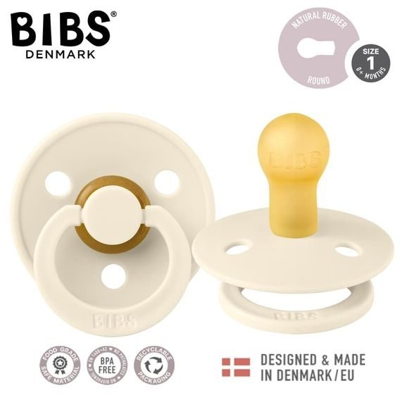 BIBS Colour dudlík kaučuk kulatý 0-6m IVORY