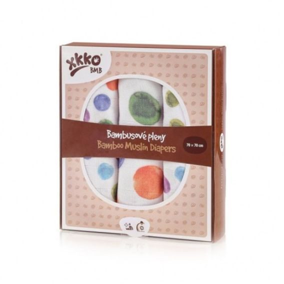 Kikko Bambusové pleny XKKO®BMB 70x70cm Digi - Watercolour Polka Dots 3ks