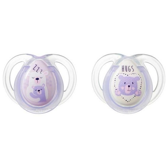 Tommee Tippee Šidítko C2N silikon NIGHT Fialový 0-6m, 2ks