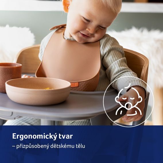 LOVI Silikonový bryndák s kapsou Nude