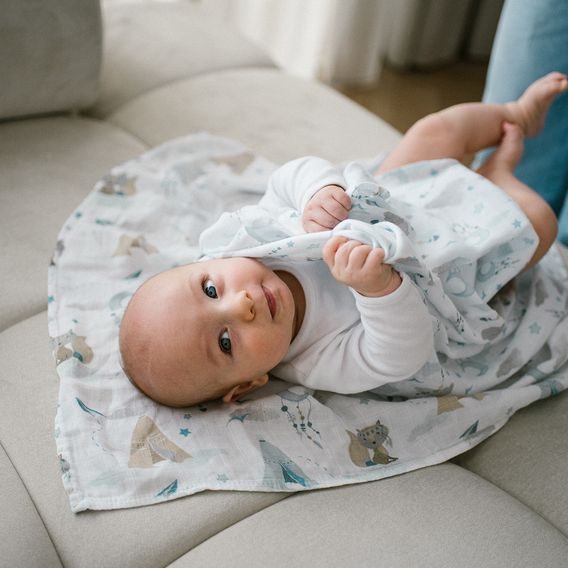 BabyOno Bambusové pleny 3ks MODRÁ Little Indian