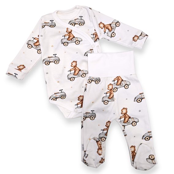 Le Bebe Zavinovací body + polodupačky Méďa závodník