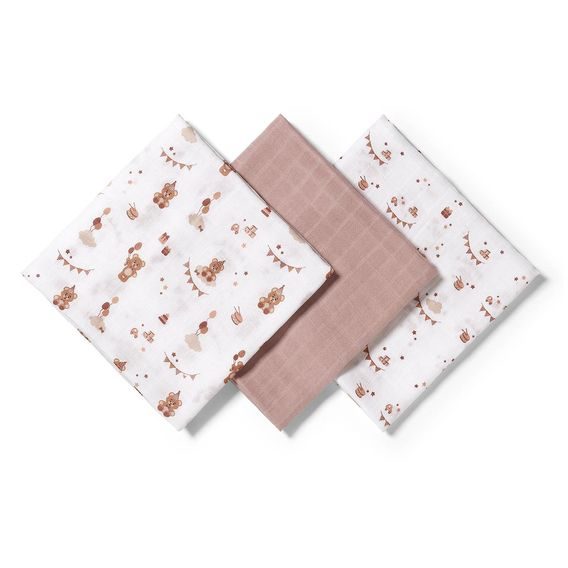 BabyOno Bambusové pleny 3ks HNĚDÁ Medvídci