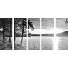 5-dielny obraz pohľad na nekonečné jazero v čiernobielom prevedení
