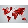 Obraz mapa sveta tovrená polygonmi v červenom prevedení