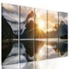 5-dielny obraz východ slnka nad jazerom na Novom Zélande