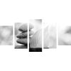 5-dielny obraz Zen kamene v prirode v čiernobielom prevedení