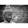 Obraz usmiaty Budha v čiernobielom prevedení