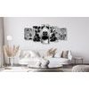 5-dielny obraz abstrakcia psa v čiernobielom prevedení