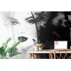 Samolepiaca tapeta neobyčajná ženská tvár v čiernobielom prevedení