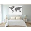 Obraz náučná mapa sveta v čiernobielom prevedení