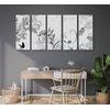 5-dielny obraz čiernobiele kvety v luxusnom prevedení