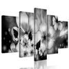 5-dielny obraz čiernobiele kvety vo vintage prevedení