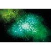 Samolepiaca tapeta Mandala s vesmírnym pozadím v zelenom prevedení