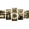 5-dielny obraz historické luxusné hodinky v sépiovom prevedení