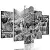5-dielny obraz nádherné vodopády v čiernobielom prevedení