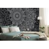 Samolepiaca tapeta moderná Mandala v čiernobielom prevedení