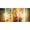 5-dielny obraz strom života na abstraktnom vesmírnom pozadí