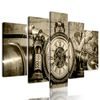 5-dielny obraz historické luxusné hodinky v sépiovom prevedení