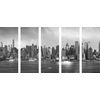 5-dielny obraz pohľad na čarovný New York v čiernobielom prevedení