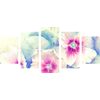 5-dielny obraz pôvabné akvarelové kvety