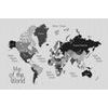 Obraz na korku neobyčajná mapa sveta v čiernobielom prevedení