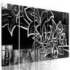 5-dielny obraz abstraktná kvetina v čiernobielom prevedení