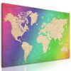 Obraz mapa sveta s dúhovým pozadím