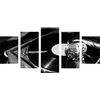 5-dielny obraz krása vinylovej platne v čiernobielom prevedení