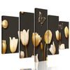 5-dielny obraz zlaté tulipaný v elegantnom prevedení