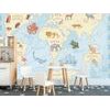 Samolepiaca tapeta kreslená mapa sveta s zvieratami