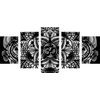 5-dielny obraz čiernobiela abstraktná Mandala