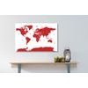 Obraz podrobná mapa sveta v červenej farbe