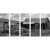 5-dielny obraz opustený vidiek v čiernobielom prevedení
