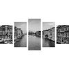 5-dielny obraz čiernobiele Benátky v plnej kráse